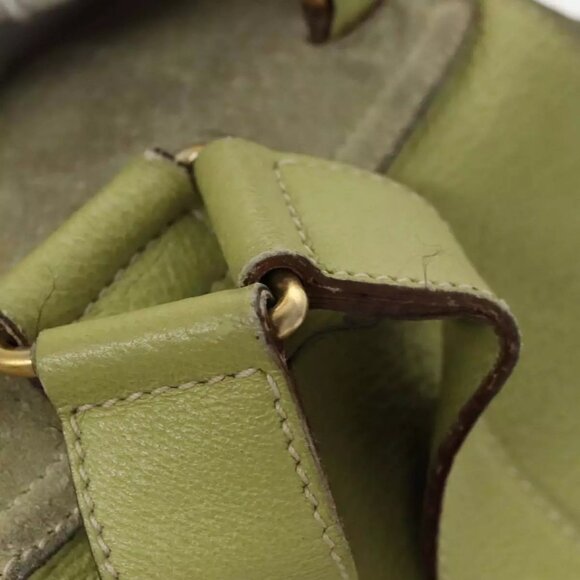 GUCCI Bamboo Backpack Suede Green Gold